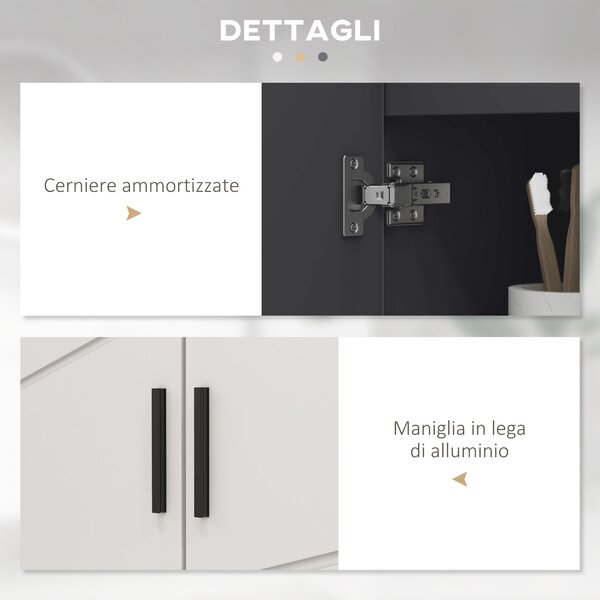 Kleankin Mobile Sottolavabo Bagno per Piedistallo con Armadietto 2 Ante, 60x30x60cm, Grigio|Aosom