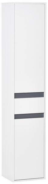 HOMCOM Mobiletto Bagno Salvaspazio con 2 Armadietti e Cassetto, Colonna Bagno con Ripiani Regolabili, in Legno, 35x31x172 cm, Bianco | Aosom Italy
