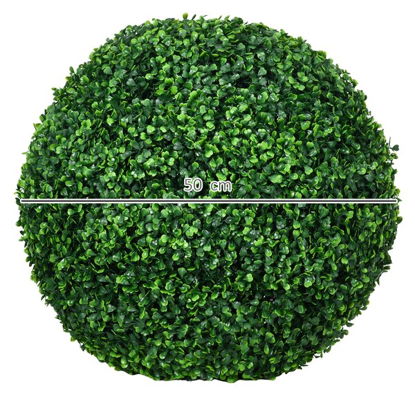 HOMCOM Set di 2 Piante Finte Sfera di Bosso Ø50cm, Decorazione per Interno ed Esterno, Verde|Aosom