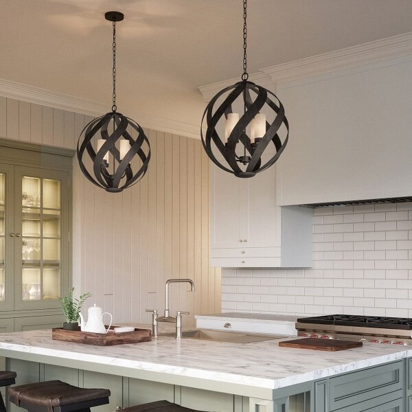 Quintiesse QN-BLACKSMITH-4P-OBK - Lampadario da esterno BLACKSMITH 4xE14/40W/230V IP44 nero