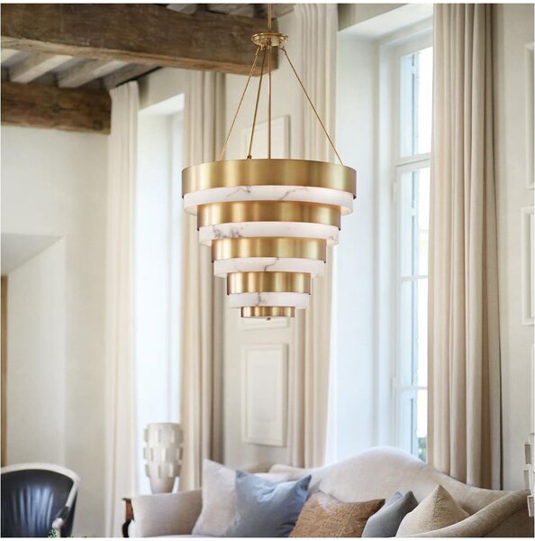 Quintiesse QN-ECHELON-8P - Lampadario a stelo ECHELON 8xE14/40W/230V, finitura oro
