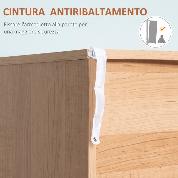HOMCOM Cassettiera 3 Cassetti Moderno Rialzata in Legno, per Soggiorno e Camera da Letto, 80x39x80 cm, Bianco e color Legno|Aosom Italy