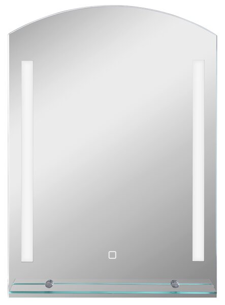 Kleankin Specchio Bagno da Parete Moderno con Illuminazione LED Regolabile a 3 Colori e Mensola in Vetro Elegante 50x12x70 cm Argento|Aosom Italy