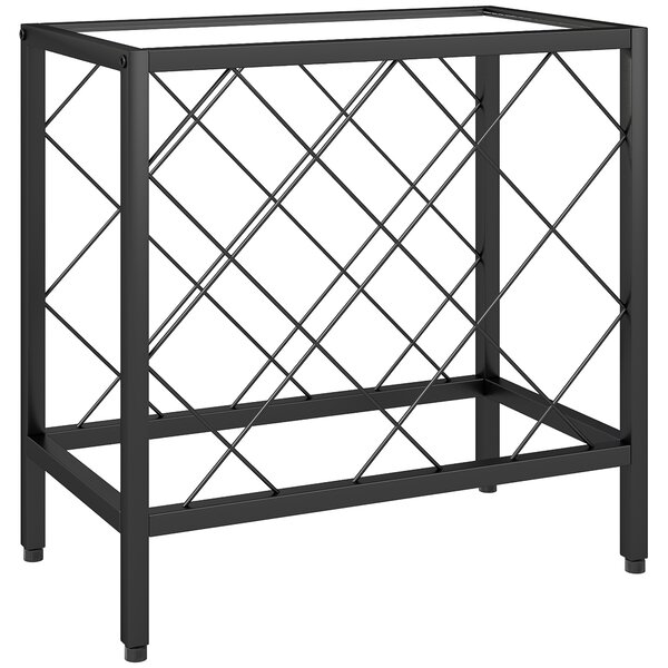 HOMCOM Scaffale Portabottiglie Vini con Piano d'Appoggio in Vetro, I piedini regolabili per 10 Bottiglie in Acciaio Nero, 41x22x4cm|Aosom Italy