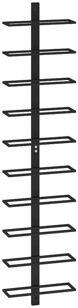 HOMCOM Portabottiglie da Parete a 10 Ripiani in Acciaio Nero per 10 Bottiglie,, 27x10x116 cm