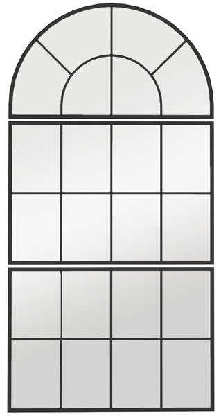 HOMCOM Specchio da Parete ad Arco Stile Finestra per Camera da Letto e Ingresso, 76x43 cm, Nero
