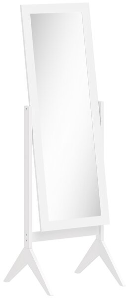 HOMCOM Specchio a Figura Intera con 4 Gambe e Angolazione Regolabile, in Legno e Vetro, 47x46x148 cm, Bianco | Aosom Italy
