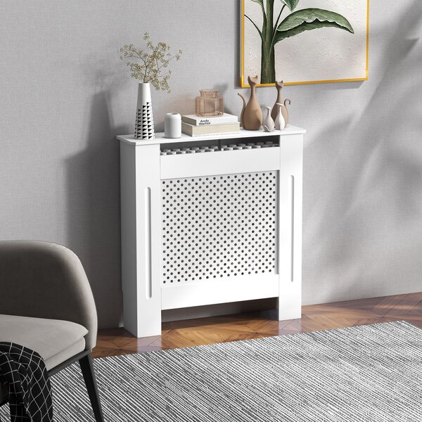 HOMCOM Copritermosifone in Legno Copertura Moderna 78 × 82 × 19cm Verniciato Bianco