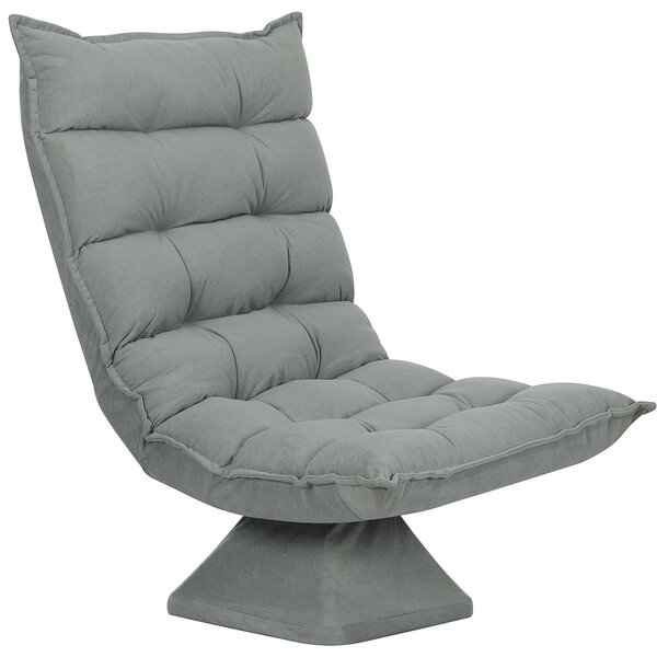 HOMCOM Poltrona Relax Girevole 360° con Schienale Regolabile in 5 Posizioni in Tessuto Effetto Velluto, Grigio Chiaro | Aosom Italy