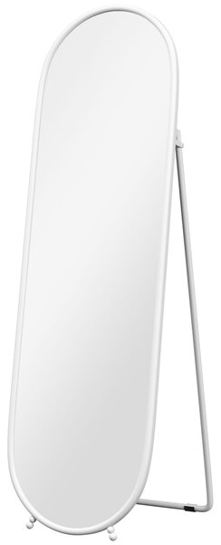HOMCOM Specchio a Figura Intera da Terra con Supporto Pieghevole, Vetro e Metallo, 40x41x159 cm, Bianco | Aosom Italy