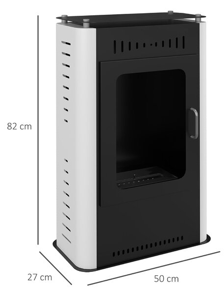 HOMCOM Camino a Bioetanolo da Terra 1.2L con Mensola Superiore, in Acciaio, 50x27x82 cm, Bianco e Nero | Aosom Italy