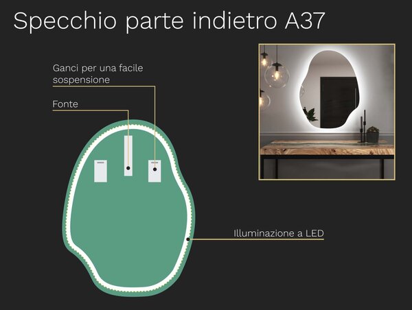 Specchio organico LED con illuminazione A37
