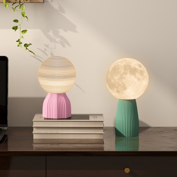 Set di Lampade da Tavolo in Stile Planetario di HOMCOM, a Tre Colori, USB, in Plastica, Bianco | Aosom Italy