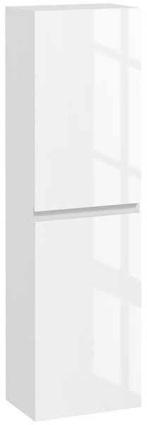 Kleankin Mobile Bagno Alto a Colonna con Ante, 2 Armadietti, Mobiletto Bagno Salvaspazio con Ripiani Regolabili per Sala da Pranzo Salotto Soggiorno, 35 x 25 x 120 cm, Bianco Lucido | Aosom Italy