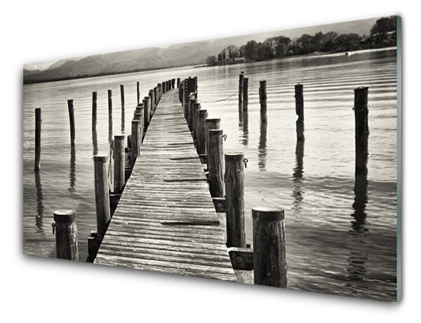 Quadro in vetro Architettura del ponte sul mare 100x50 cm 2 appendini