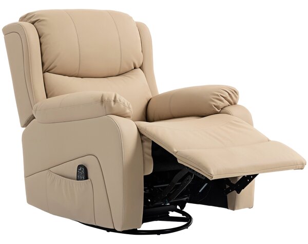 HOMCOM Poltrona Relax Reclinabile con 8 Punti Massaggianti, Riscaldanti e Poggiapiedi, 87x97X100 cm, Beige | Aosom Italy
