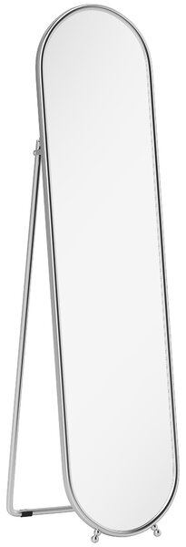 HOMCOM Specchio a Figura Intera da Terra con Supporto Pieghevole, Vetro e Metallo, 40x4x160 cm, Argento | Aosom Italy