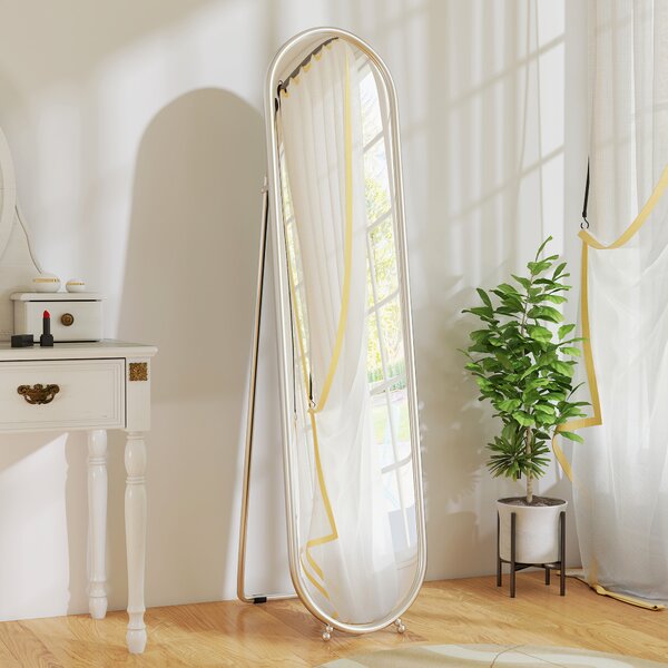 HOMCOM Specchio a Figura Intera da Terra con Supporto Pieghevole, Vetro e Metallo, 40x4x160 cm, Argento | Aosom Italy