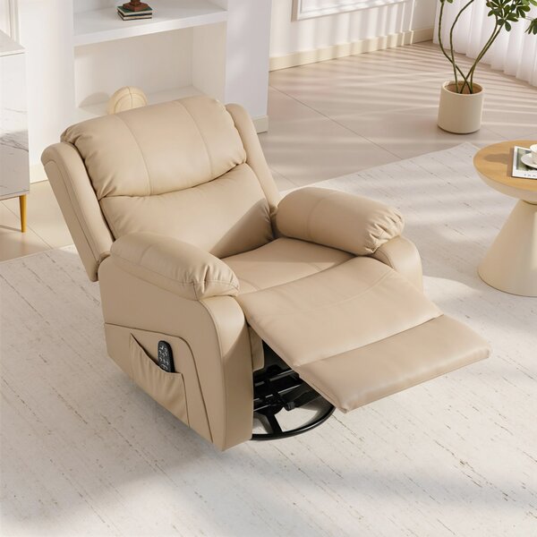 HOMCOM Poltrona Relax Reclinabile con 8 Punti Massaggianti, Riscaldanti e Poggiapiedi, 87x97X100 cm, Beige | Aosom Italy