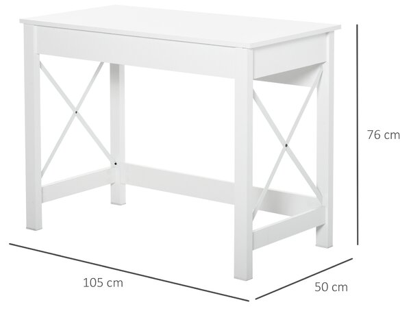 HOMCOM Scrivania Moderno da studio per Camera e Ufficio, Tavolo in Legno, 105x50x76cm, Bianco | Aosom Italy