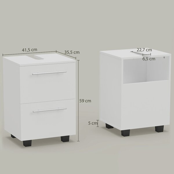 HOMCOM Mobile Sottolavabo Mobiletto Bagno Moderno 41.5x35.5x59 cm Bianco | Aosom Italy