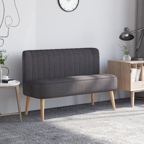 HOMCOM Divano 2 Posti in Tessuto Effetto Lino Senza Braccioli con Gambe in Legno, 117x56.5x77 cm, Grigio Scuro | Aosom Italy