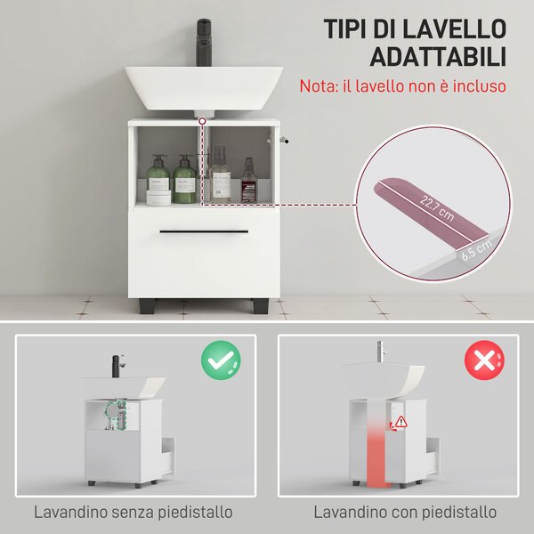 HOMCOM Mobile Sottolavabo Mobiletto Bagno Moderno 41.5x35.5x59 cm Bianco | Aosom Italy