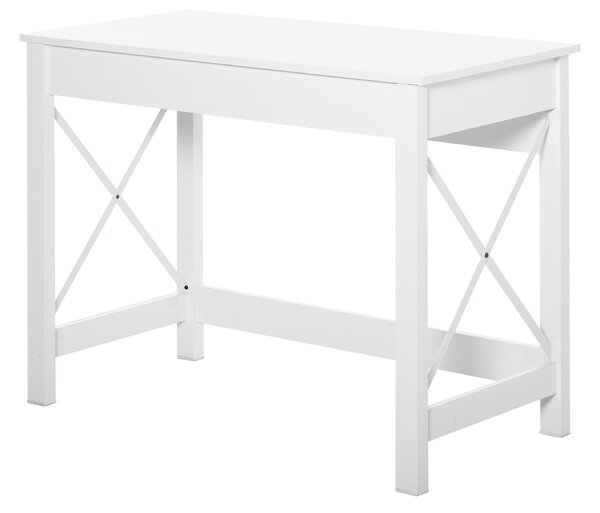 HOMCOM Scrivania Moderno da studio per Camera e Ufficio, Tavolo in Legno, 105x50x76cm, Bianco | Aosom Italy