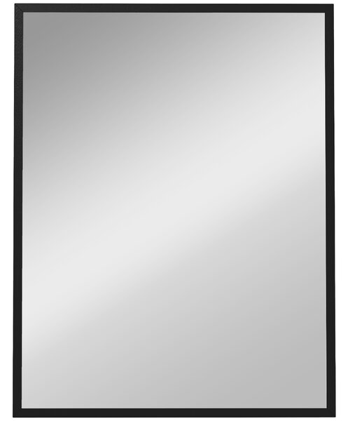 HOMCOM Specchio Bagno Parete Rettangolare con Ganci, Specchio da Camera in Vetro e MDF, 70x90 cm, Nero | Aosom Italy