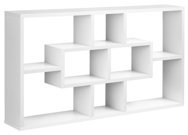 HOMCOM Libreria a Parete in Legno con 8 Scomparti di 3 Dimensioni Diverse, 85x47.5x14.5cm, Bianco, Mensola da Muro Moderna | Aosom