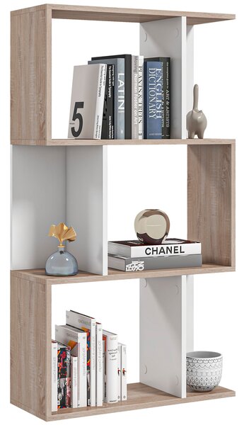 Homcom Libreria di Design Scaffale Ufficio Legno Moderna 3 Ripiani 60 × 24 × 111.4cm|Aosom