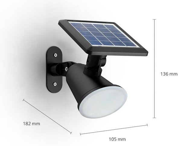 Philips applique a LED solare Jivix, confezione da 2 pezzi Jivix, Nero, Plastica, Moderno, Lampada solare da esterni