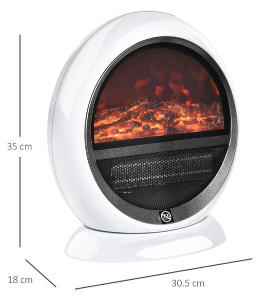 HOMCOM Camino Elettrico da terra con Effetto Fiamma Regolabile e finestra frontale trasparente, Ruotabile e Portatile,1500W, Bianco | Aosom Italy