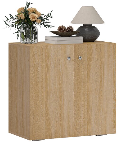 HOMCOM Mobiletto Multiuso a 2 Ante, Mobiletto Soggiorno o Ufficio in Legno con Maniglie in Alluminio, 70x39x70cm|Aosom