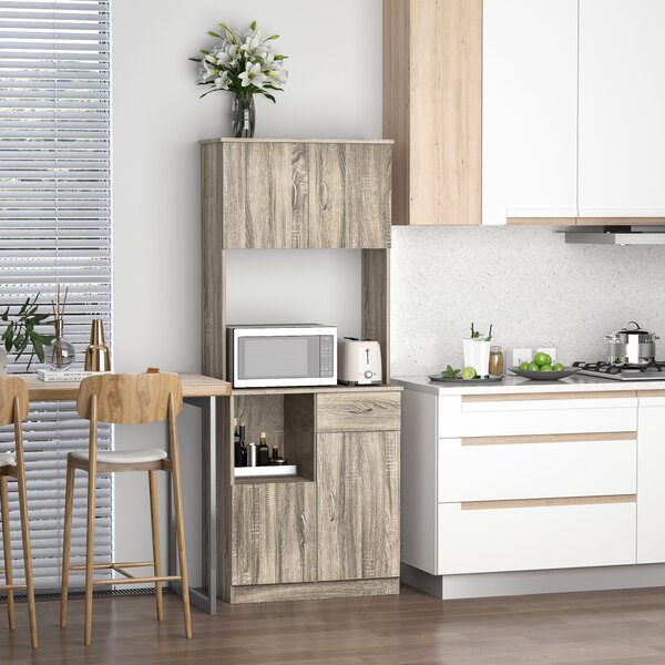 HOMCOM Credenza Moderna per Cucina o Sala da Pranzo, Mobile Buffet con Armadietti e Cassetti in Legno, Grigio, 71x41x178cm|Aosom