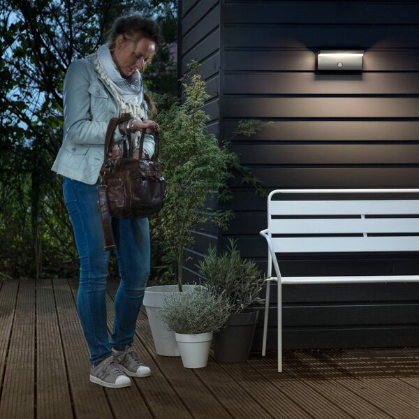 Philips Applique da esterni LED Bustan confezione 2 sensore 2.700K IR, Nero, Alluminio, Moderno