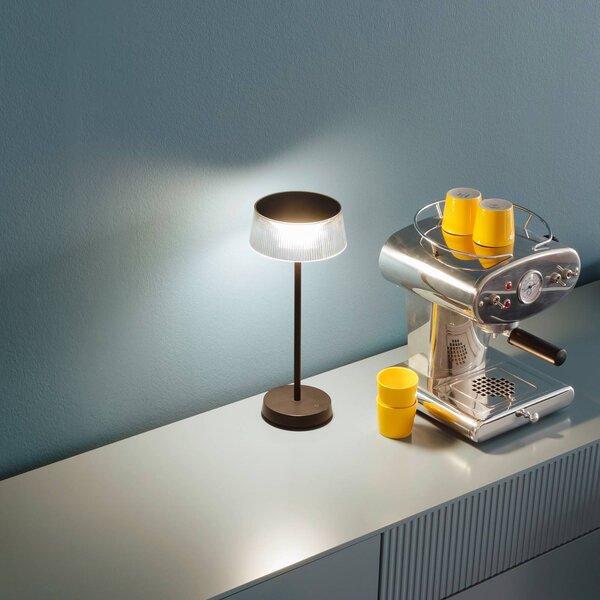 FH Lighting Schöner Wohnen Lampada da tavolo a batteria LED Torre, IP44, dimmerabile, Nero, Soggiorno / Sala da pranzo, Metallo, Moderno