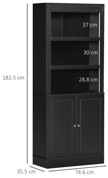 HOMCOM Credenza Cucina in Legno con Ripiani e Armadietto 2 Ante con Mensole Regolabili, per Salotto e Soggiorno, Nero|Aosom