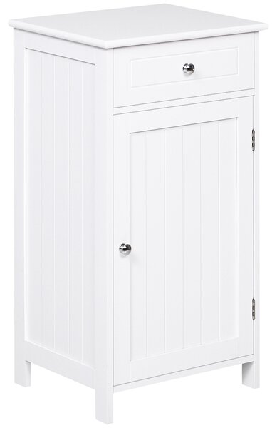 Kleankin Mobiletto moderno bagno, Armadietto 2 Cassetti e Ripiani regolabili, Design Anti-Ribaltamento, in MDF 43 x 34 x 77cm Bianco|Aosom Italy