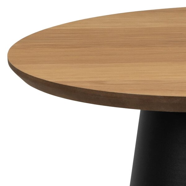 Tavolino rotondo nero e naturale con piano in rovere ø 45 cm Soli - Actona