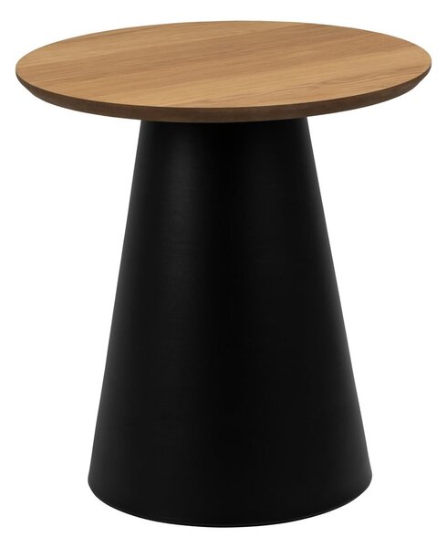 Tavolino rotondo nero e naturale con piano in rovere ø 45 cm Soli - Actona