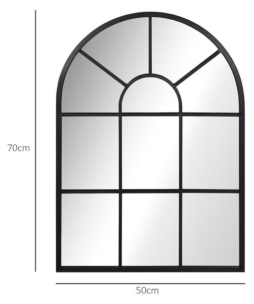 HOMCOM Specchio Moderno a Parete e a forma di Arco 70x50 cm per Camera da Letto e Soggiorno, in Metallo Nero e Vetro|Aosom