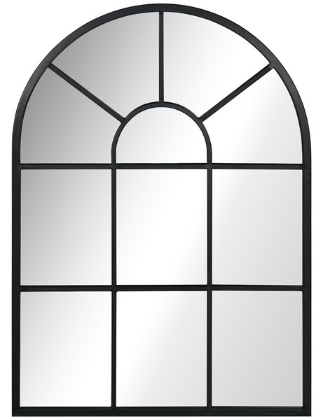 HOMCOM Specchio Moderno a Parete e a forma di Arco 70x50 cm per Camera da Letto e Soggiorno, in Metallo Nero e Vetro|Aosom