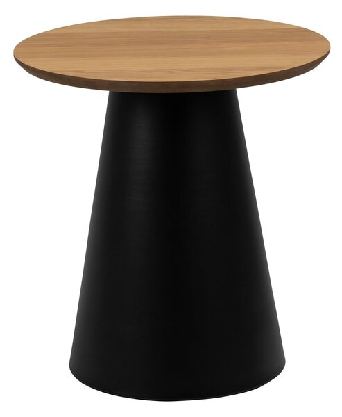 Tavolino rotondo nero e naturale con piano in rovere ø 45 cm Soli - Actona