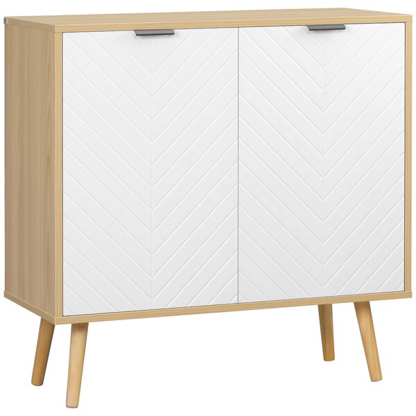 HOMCOM Mobile Multiuso Moderno in Truciolato e Legno di Pino con Ripiano Interno Regolabile su 3 Livelli, 77x35x77.5 cm|Aosom