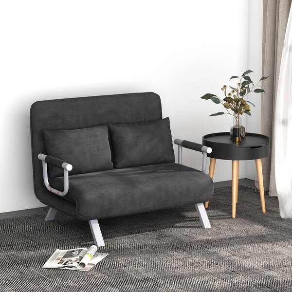 HOMCOM Divano Letto Singolo in Similpelle e Acciaio con Seduta Regolabile in 5 Posizioni, 105x80x78 cm, Grigio|Aosom