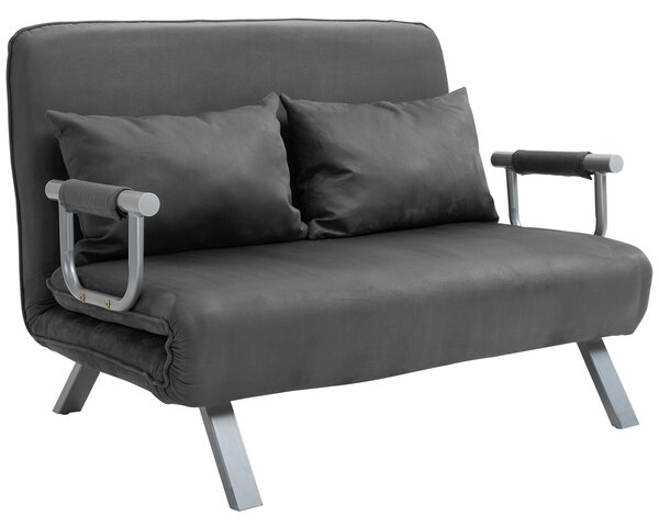 HOMCOM Divano Letto Singolo in Similpelle e Acciaio con Seduta Regolabile in 5 Posizioni, 105x80x78 cm, Grigio|Aosom