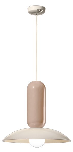 Lampadario Vintage Decò Pau Ceramica Crema E Grigio Sabbia 1 Luce E27