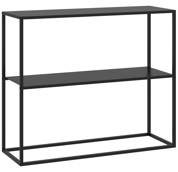 HOMCOM Mobile Consolle da Ingresso Moderno a 2 Ripiani in Acciaio, 90x30x75cm, Nero