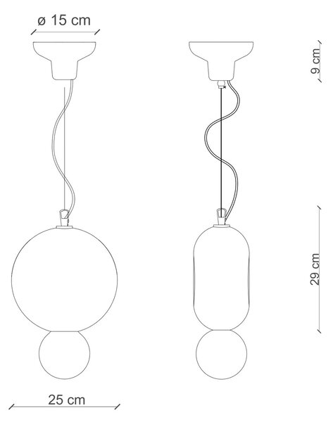 Sospensione Vintage Decò Bumbum 1 Elemento Ceramica Gialla 1 Luce E27